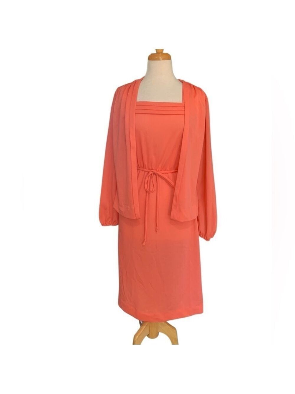 Vintage 70’s 3 piece coral dress set size M